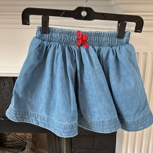 Mini Boden Blue Denim Skirt with Floral Lining